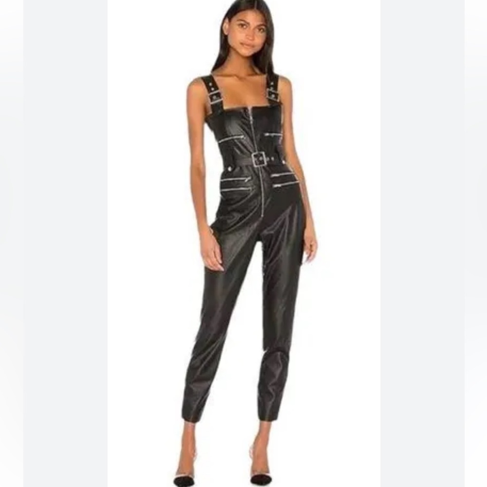 WeWoreWhat Vegan Leather Jumpsuit Sz S
